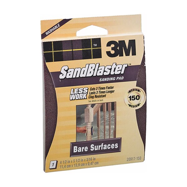 3M 4-1/2" x 5-1/2" x 3/16" SandBlaster Sanding Pad, 150-Grit 20917-150